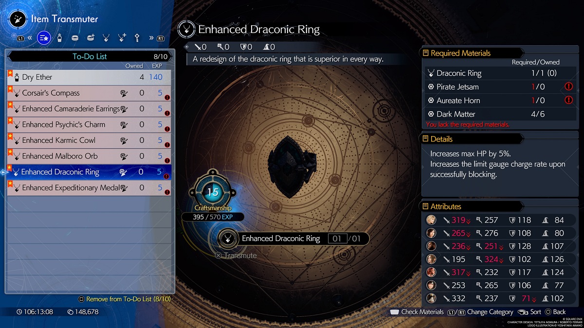 crafting powerful accessories with dark matter in final fantasy 7 rebirth