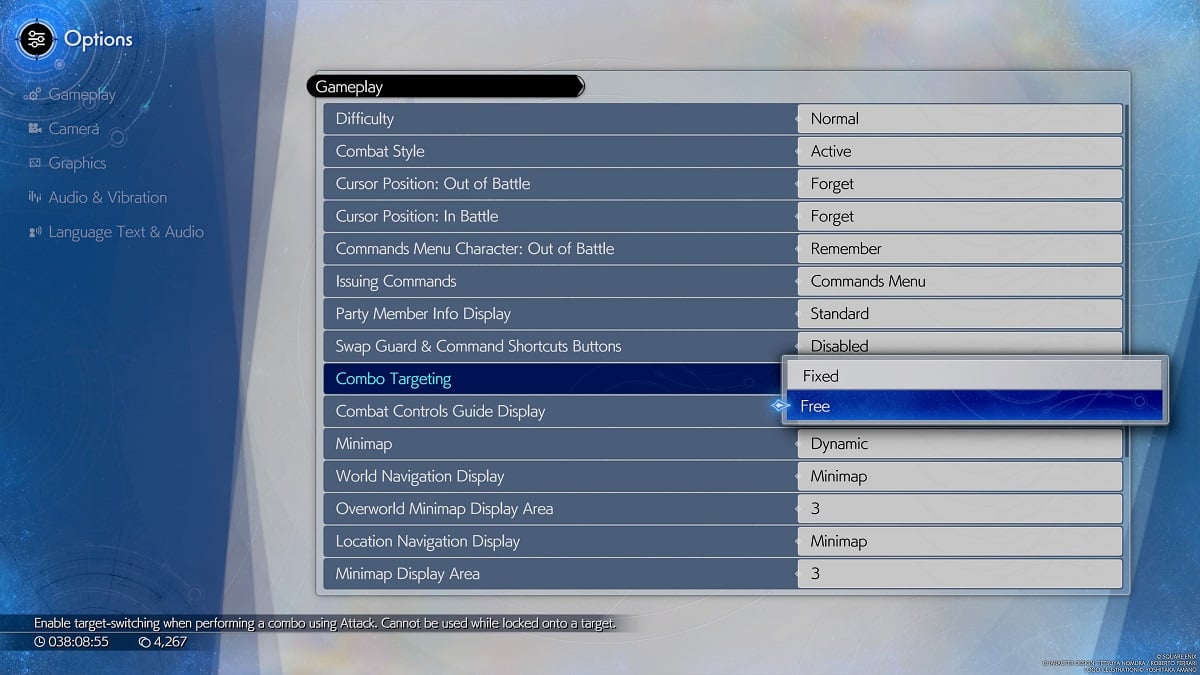 changing combat targeting to free in final fantasy 7 rebirth