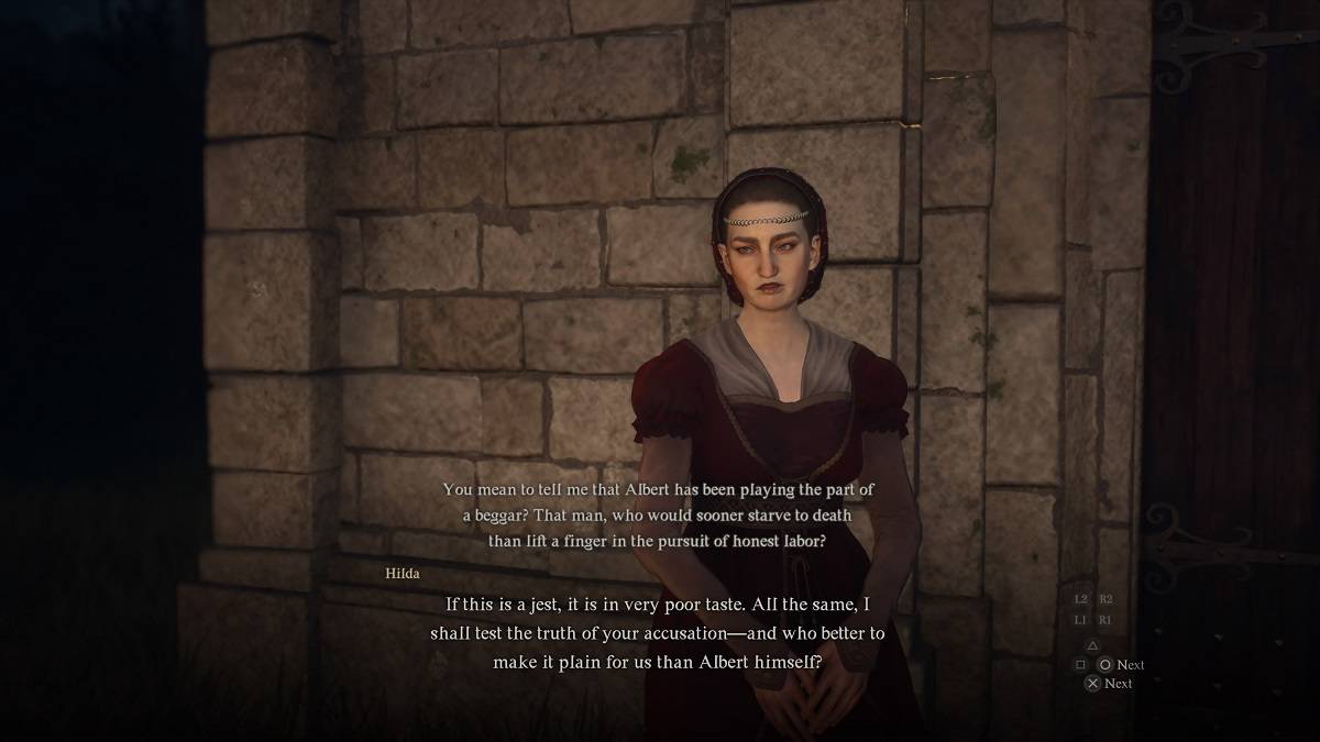 giving beggars garb to hilda during a beggars tale in dragons dogma 2