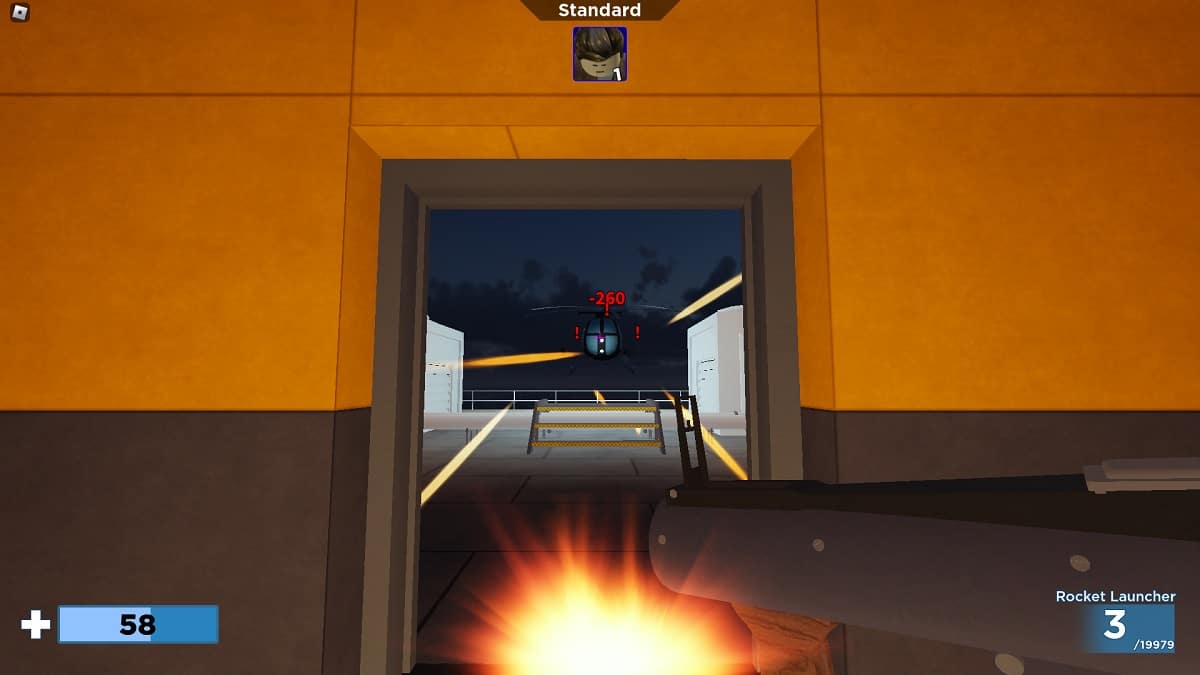 fighting the helicopter boss during the hunt in arsenal