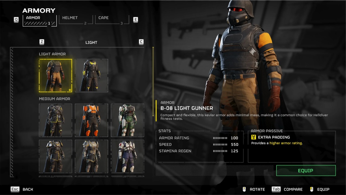 Helldivers 2 best armor light gunner