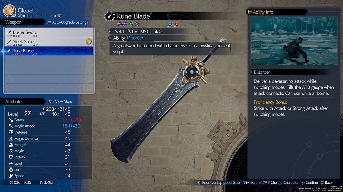 finding the rune blade in a purple chest