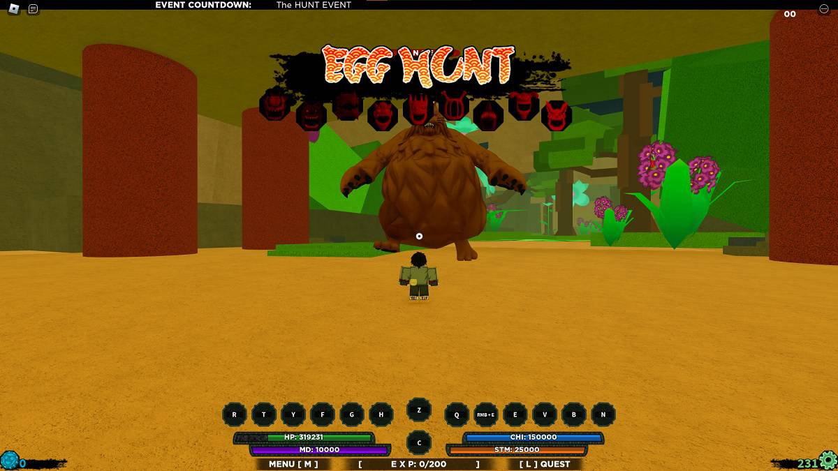 being chased by the bunny during the hunt in roblox shinobi life