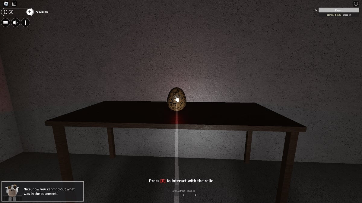 finding the relic during the hunt in roblox scp roleplay