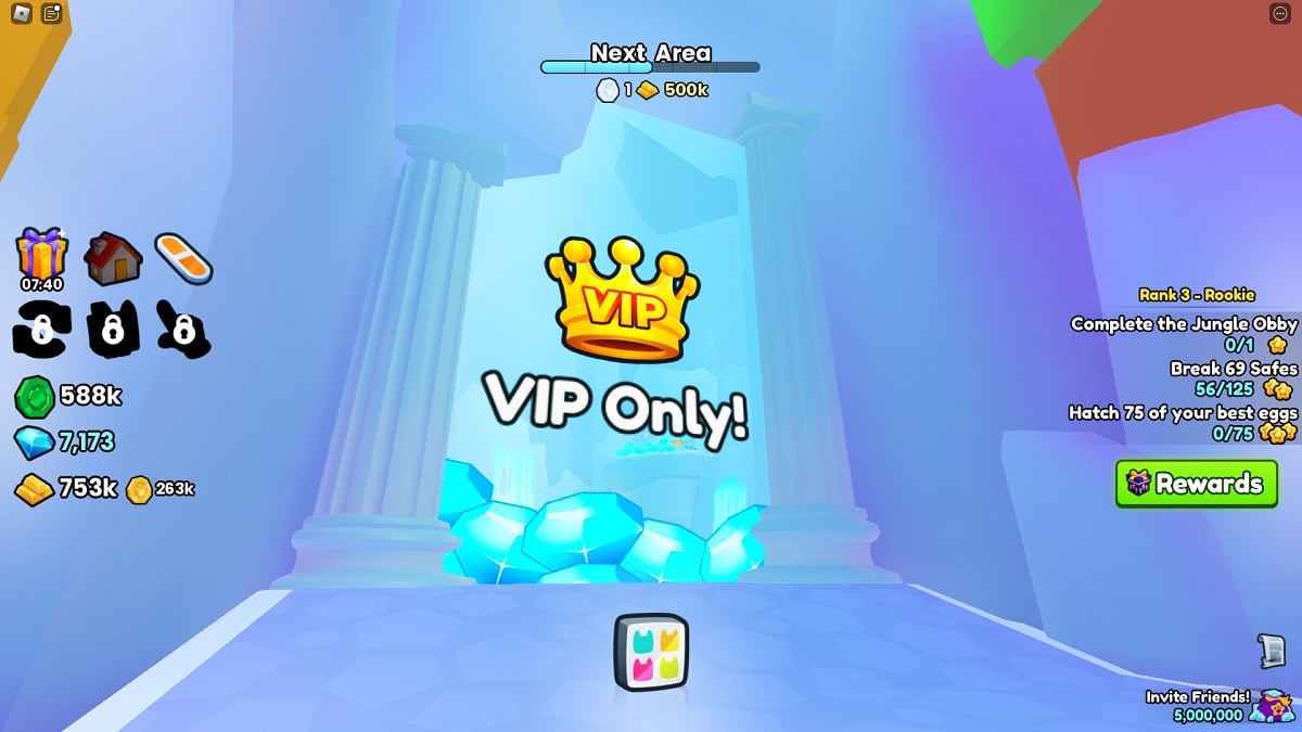 the vip room full of diamonds in roblox pet simulator 99