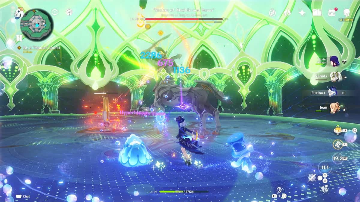 Legatus Golem boss fight in Genshin Impact.