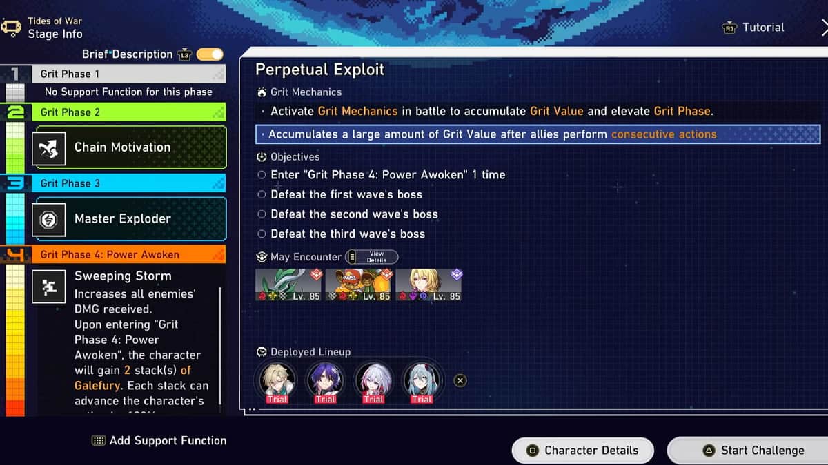 Tides of War stage 6 best team.