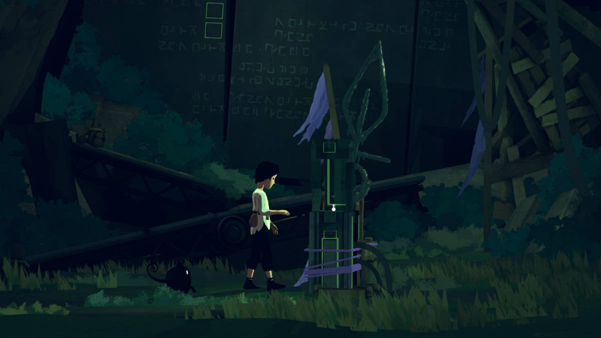 Lana approaches a strange relic in Planet of Lana