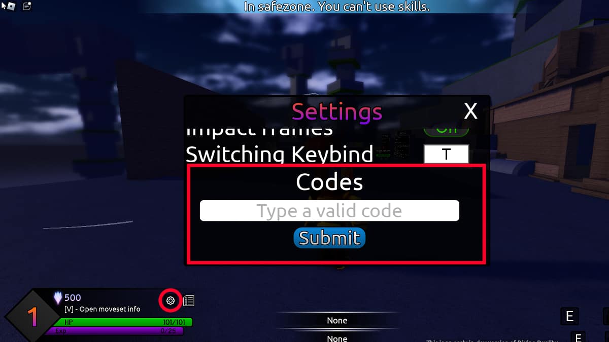 How to redeem codes in Roblox Divine Duality Elemental