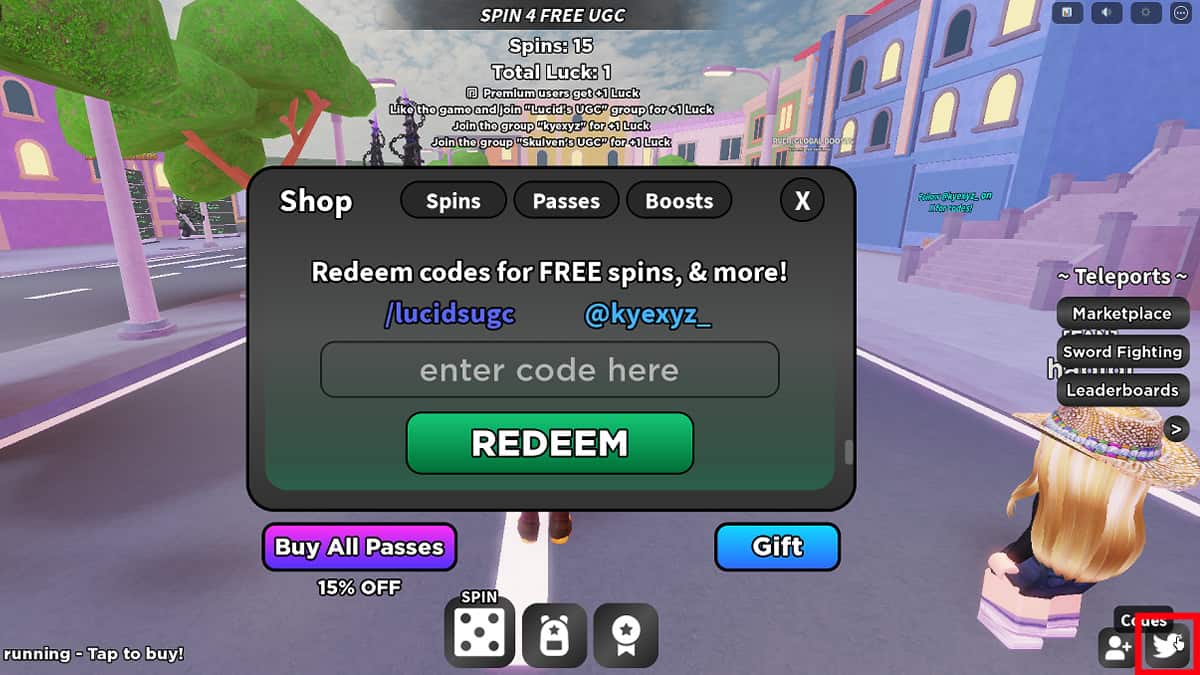 How to redeem codes in  Spin 4 Free UGC.