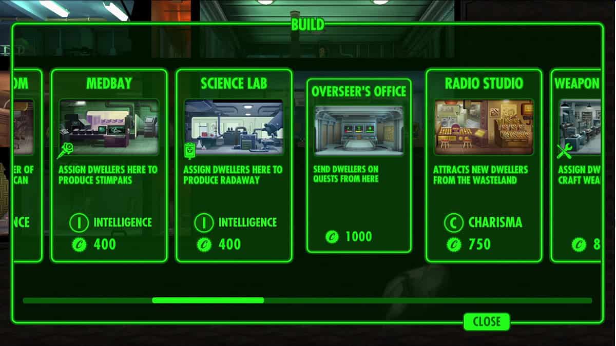 building a science lab to make radaway in fallout shelter
