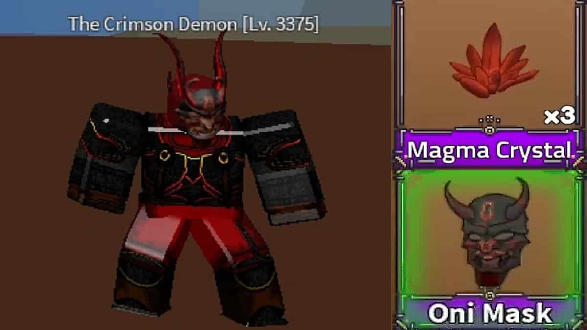 the crimson demon boss drops the oni mask