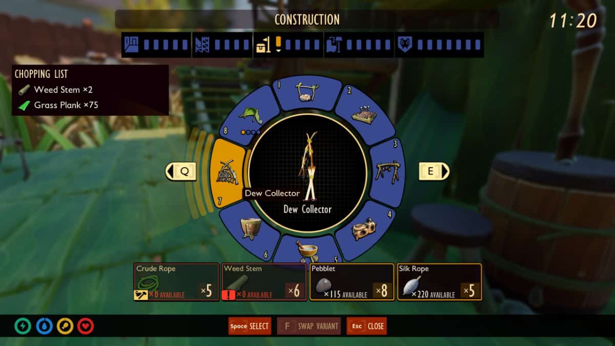 Grounded dew collector recipe