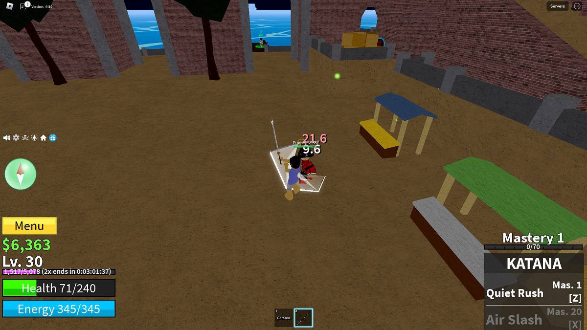 fighting marines as a pirate in roblox blox fruits