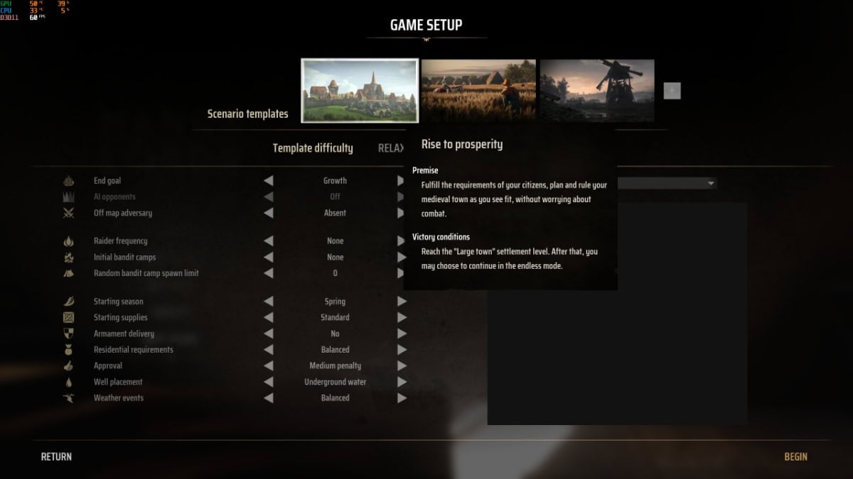 Manor Lords tips, difficulty