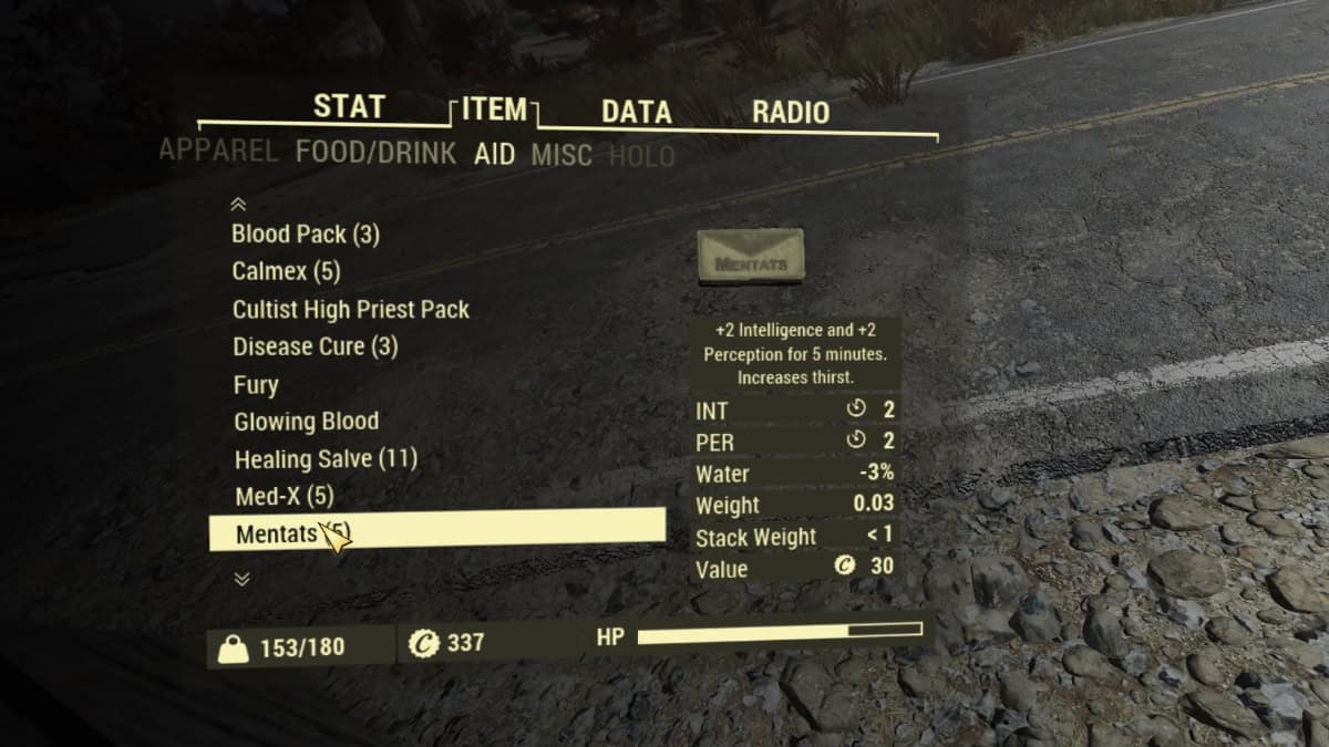 fallout 76 level up using mentats