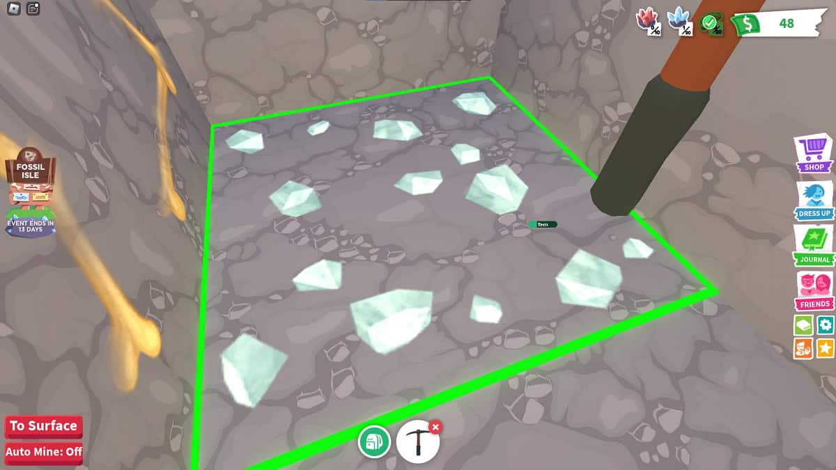 mining ore to upgrade pickaxe