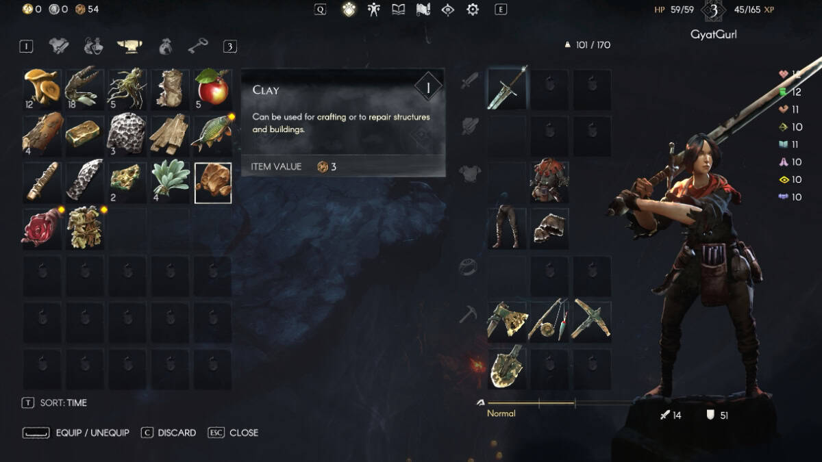 No Rest for the Wicked Clay inventory