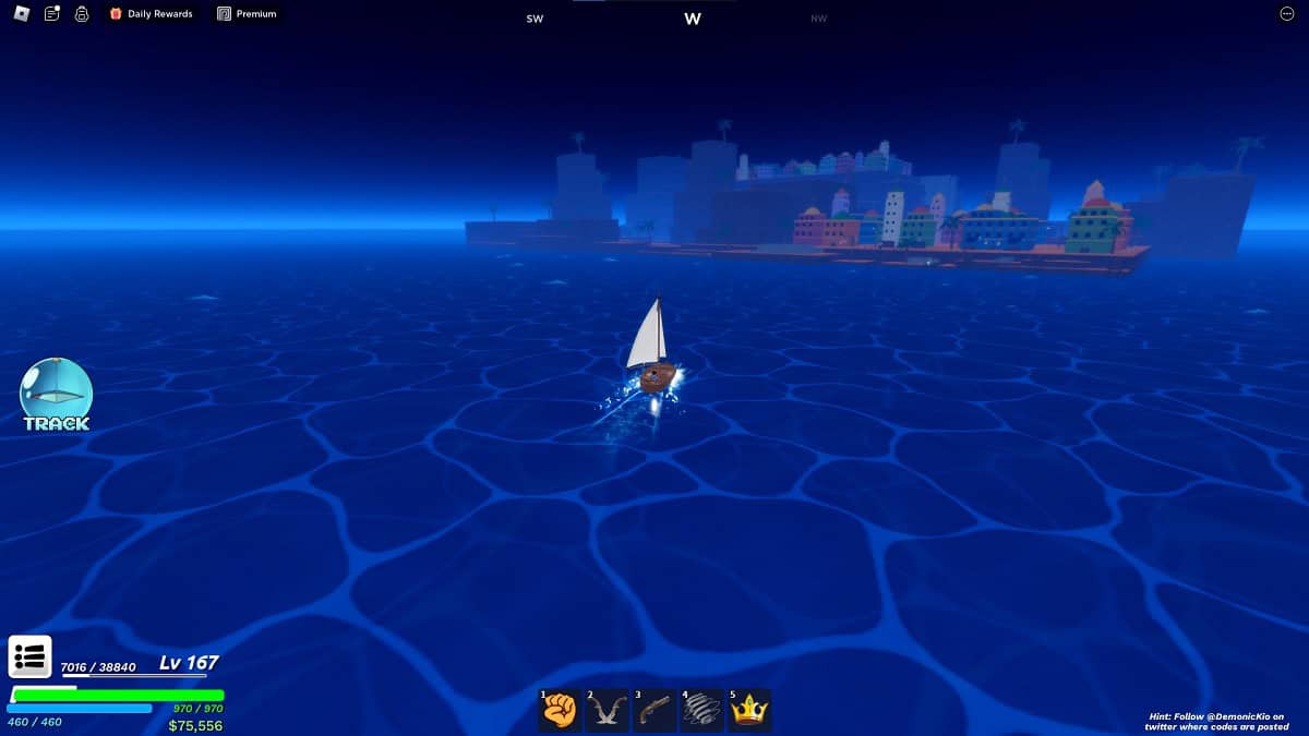 Sailing between islands in demon piece