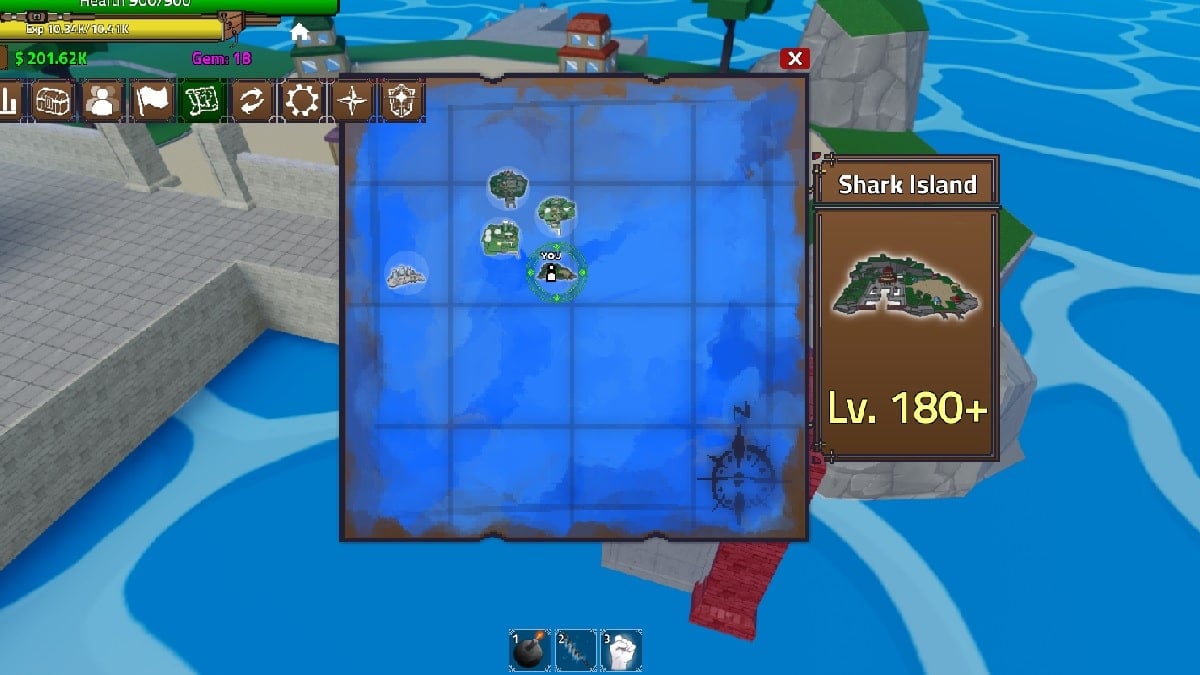 where to find shark canine on shark island in king legacy