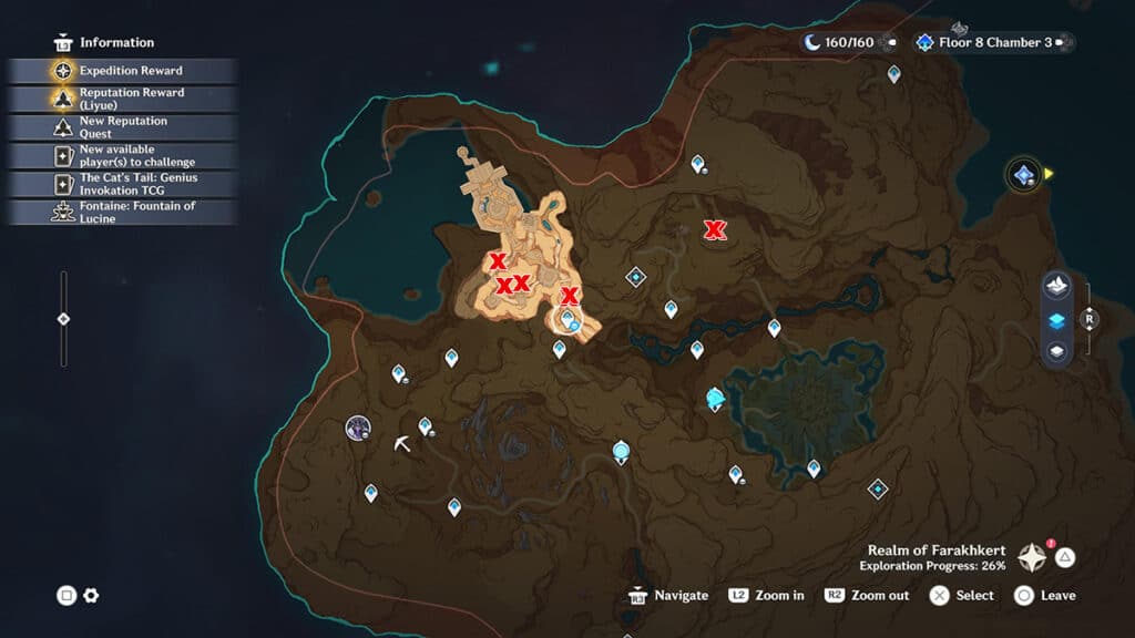 The location of all Trishiraite crystals found in the ruins below Sumudra Coast.