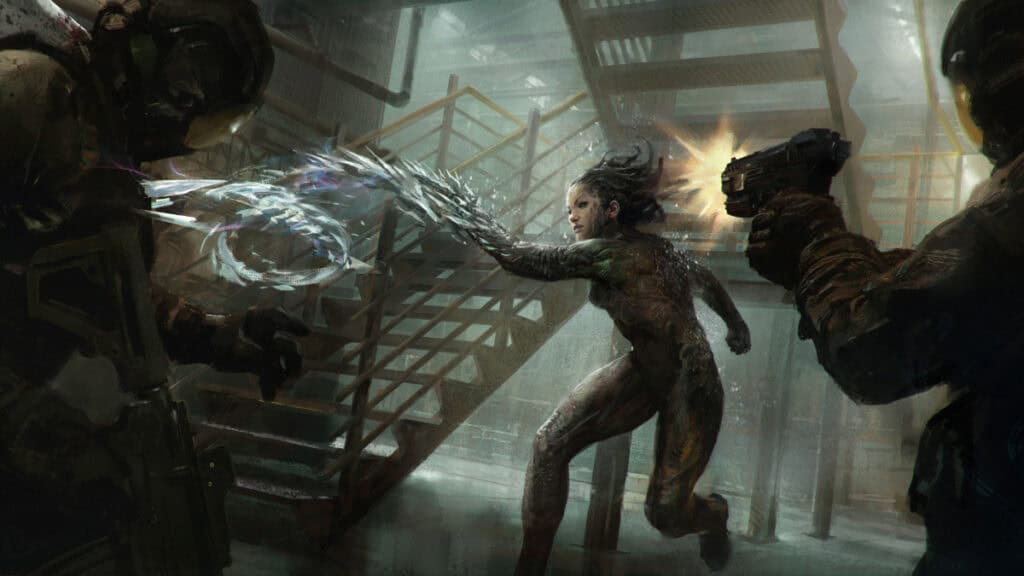 A gunfight and battle erupts between two factions