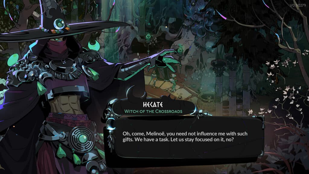 Hecate, after receiving a second bottle of Nectar from Melinoë.