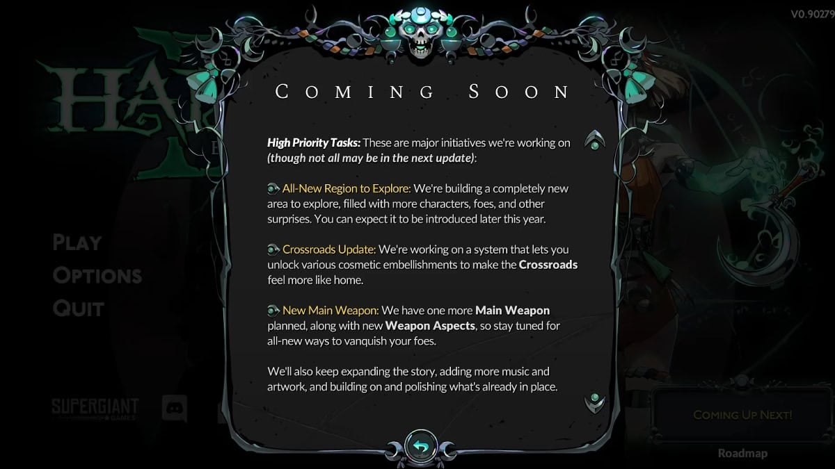 Hades 2 roadmap.
