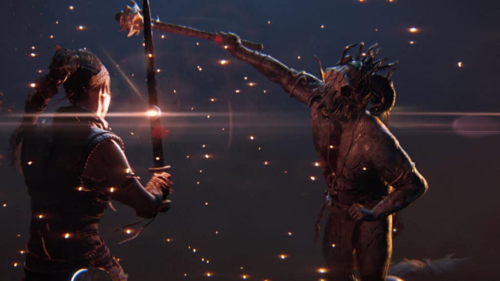 Senua fighting a Draugr