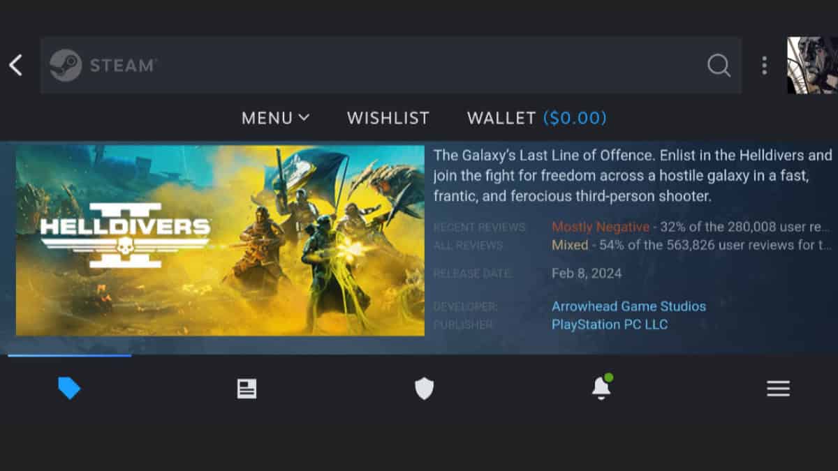The recent negative reviews for Helldivers 2