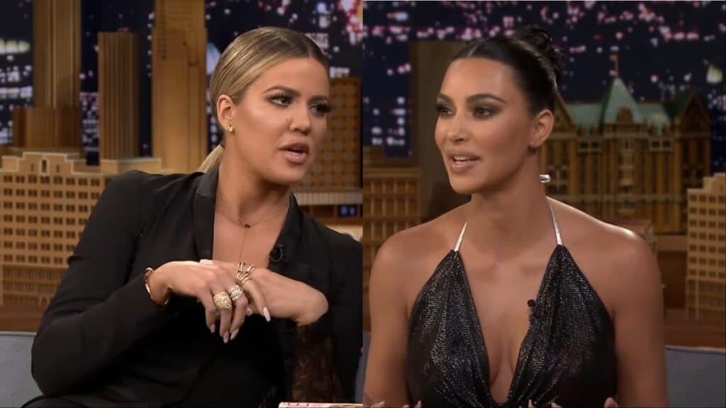 Khloe Kardashian Stirs up Controversy With Her Sisters for Reality Show Ratings Khloe and Kim Kardashian on The Tonight Show