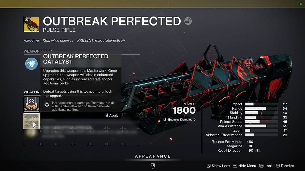 Outbreak Perfected Catalyst