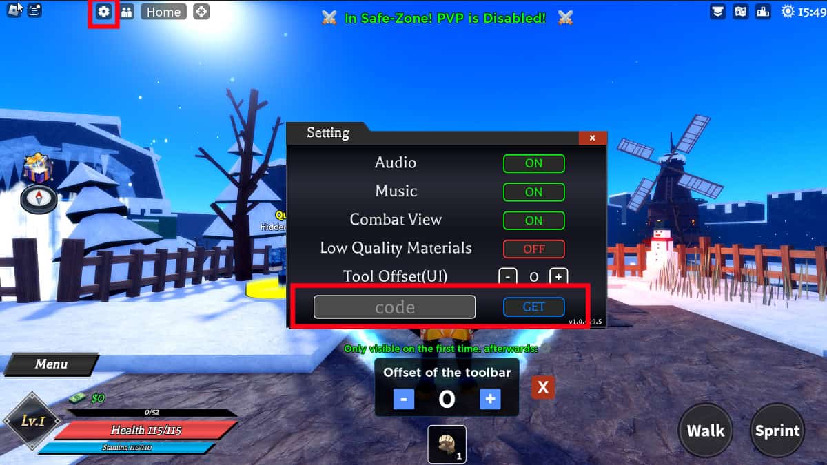 Redeeming Codes in Roblox Demon Blade.