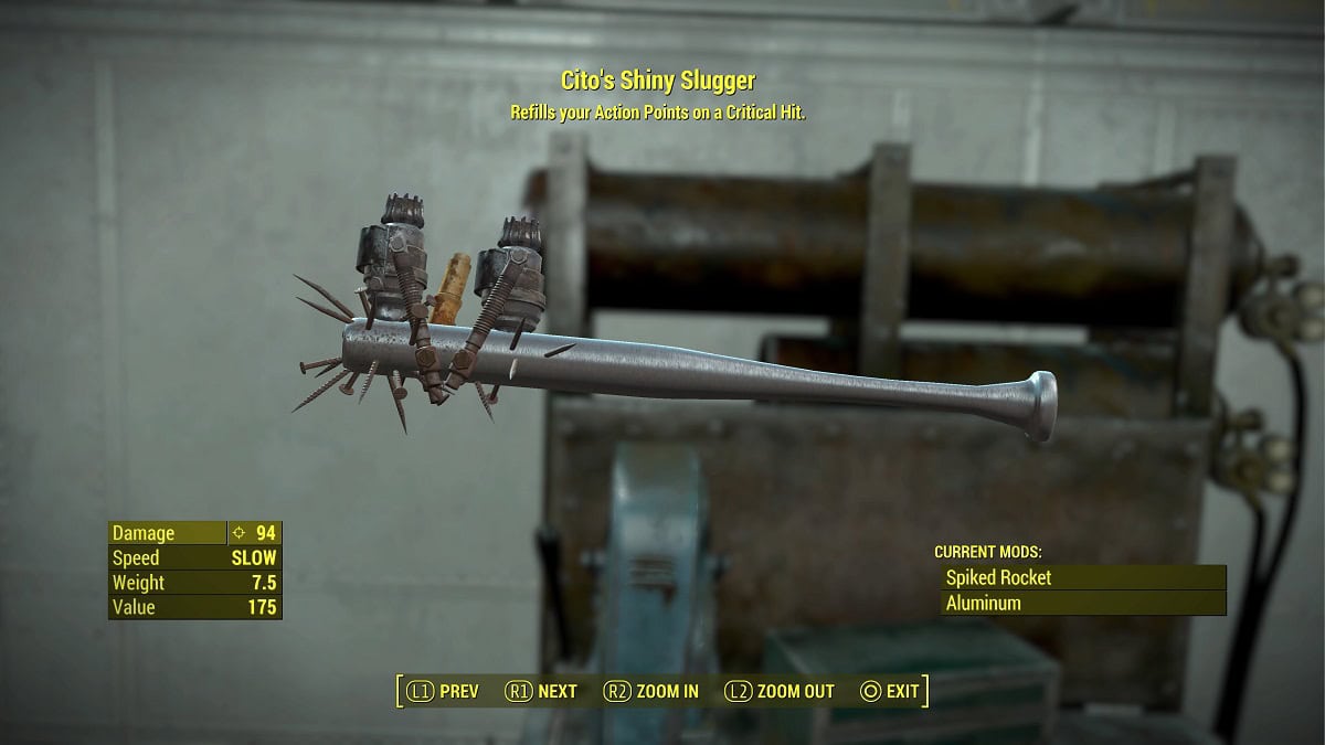 cito's shiny slugger, one of the best melee weapons in fallout 4