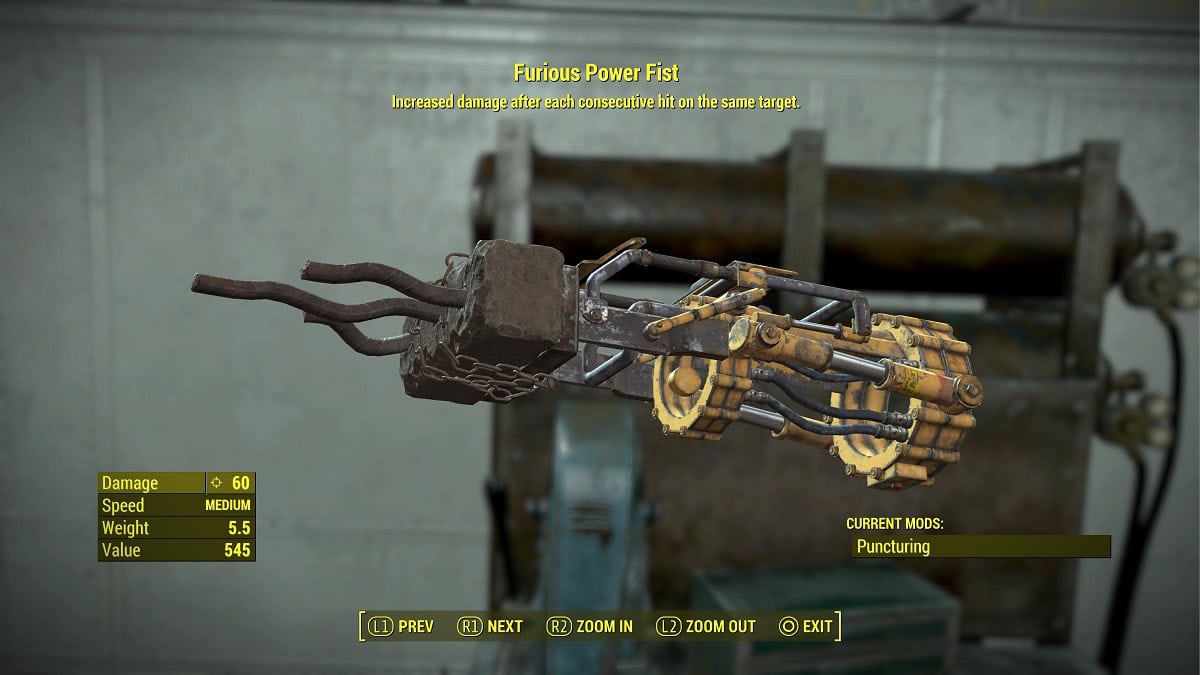 furious power first, the best melee fist weapon in fallout 4