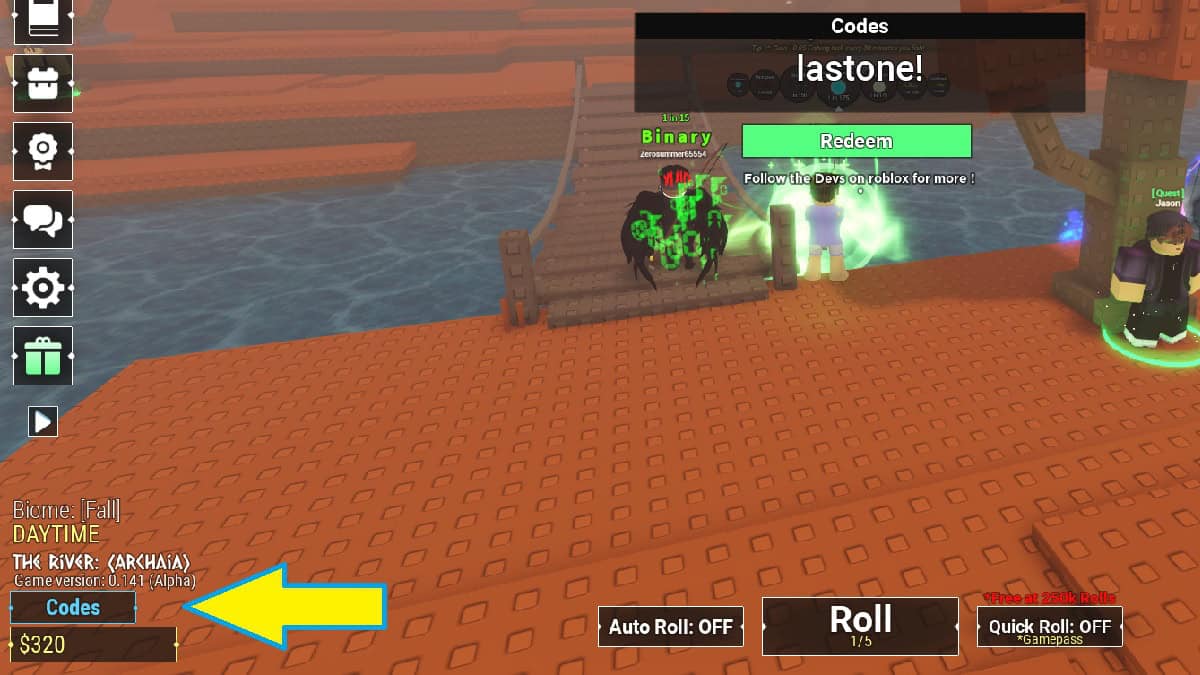 how to redeem roblox codes in unknown rng