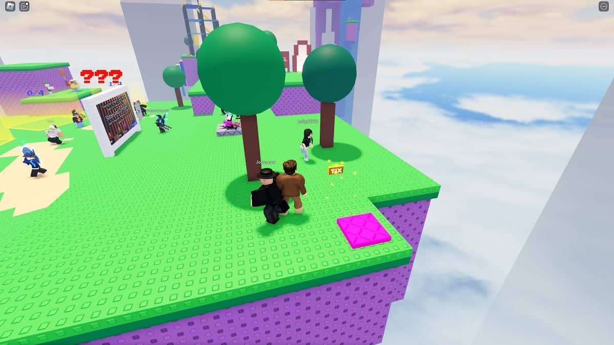 tix ticket located between two trees