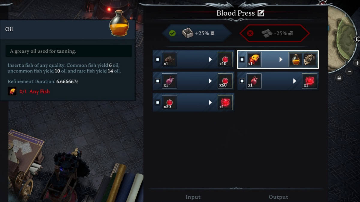 V Rising fishing guide, fish oil