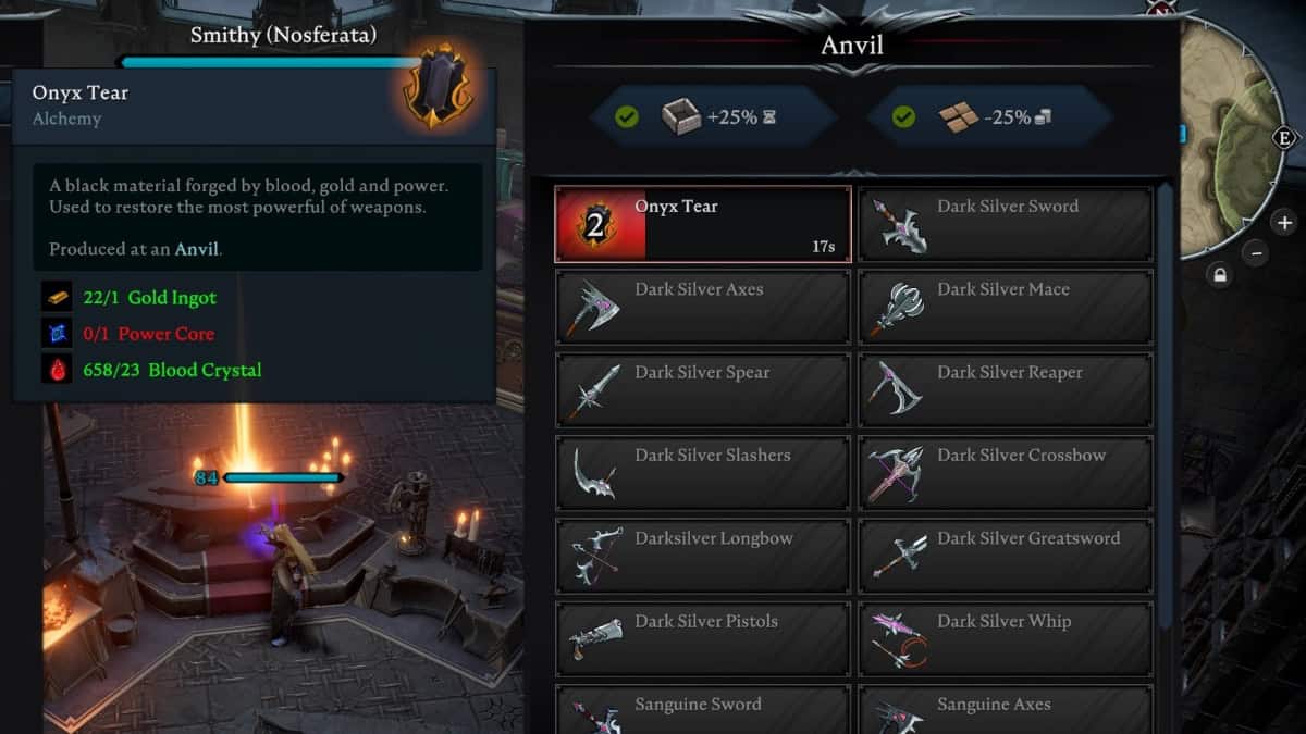 V Rising Blood Crystal crafting