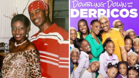 Doubling Down with the Derricos Deon and Karen Secretly Divorce Karen and Deon Derrico (L), Doubling Down with the Derricos last season before divorce (R)