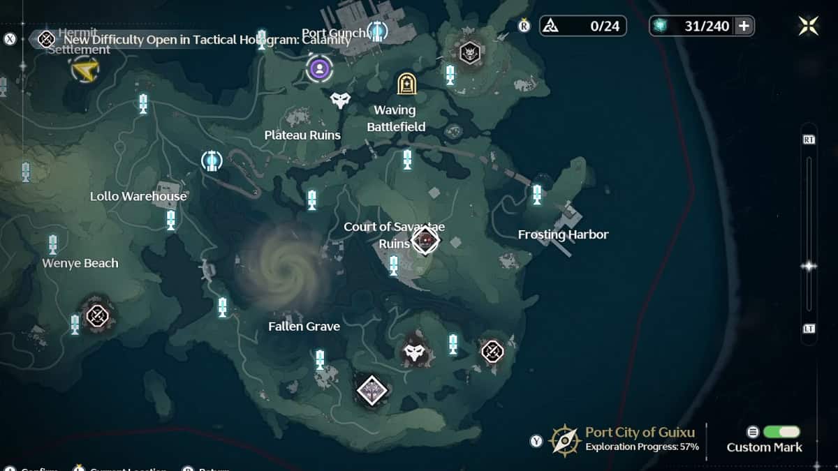 The location of Group Abomination Tacet Core in Wuthering Waves