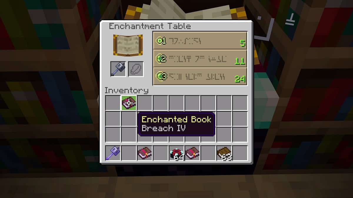 breach enchantment book in minecraft
