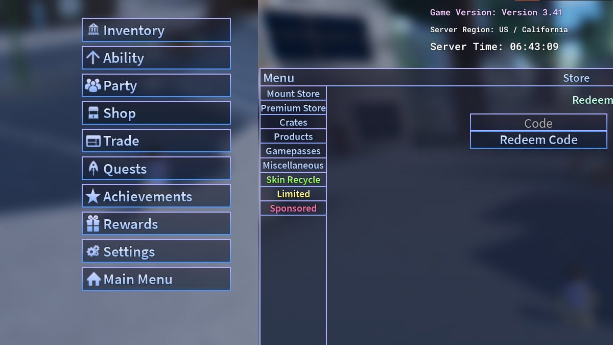 redeeming roblox codes in a universal time