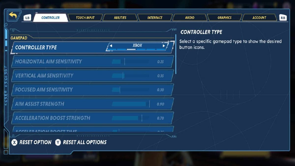 in-game controller menu