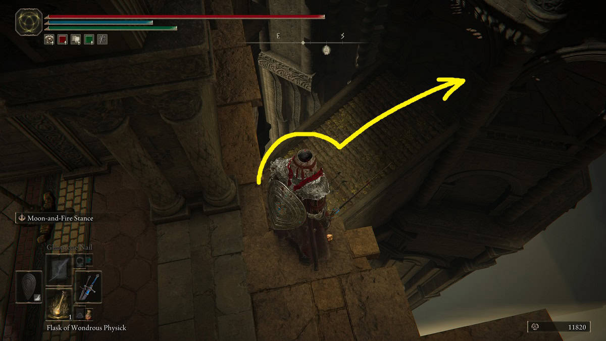 dropping down ledge to reach euphoria twinblade in elden ring