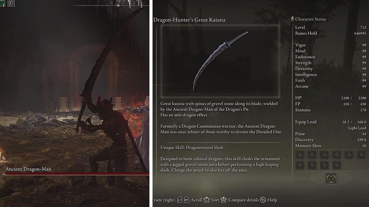 Who Drops the Dragon-Hunter's Great Katana? Answered