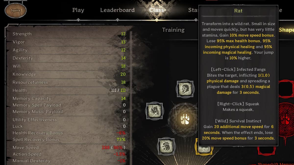 rat form description in dark and darker