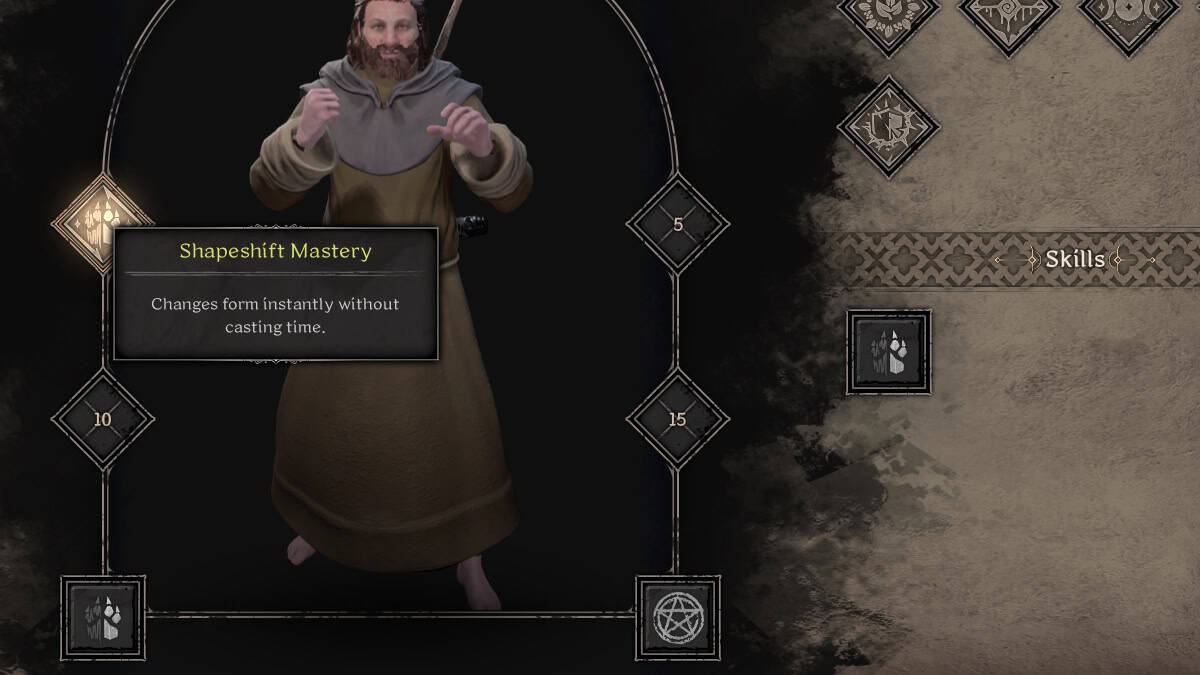 shapeshift mastery perk for druids in dark and darker