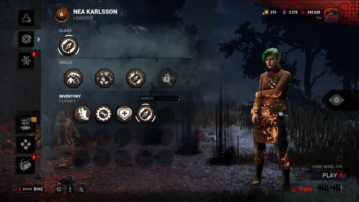 The class selection menu in Dead by Daylight 2v8