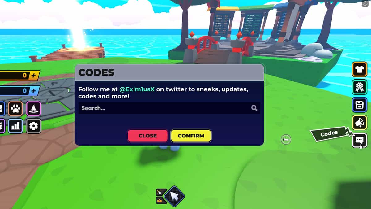 Redeeming codes in Roblox Anime Heroes Simulator.